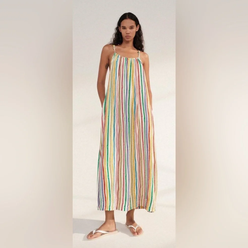 Zara Multicolor Striped Maxi Dress - Picture 3 of 9